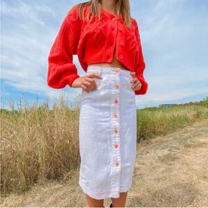 Urban Outfitters Dinah Off White Denim Skirt Orange Details Women’s Sz M